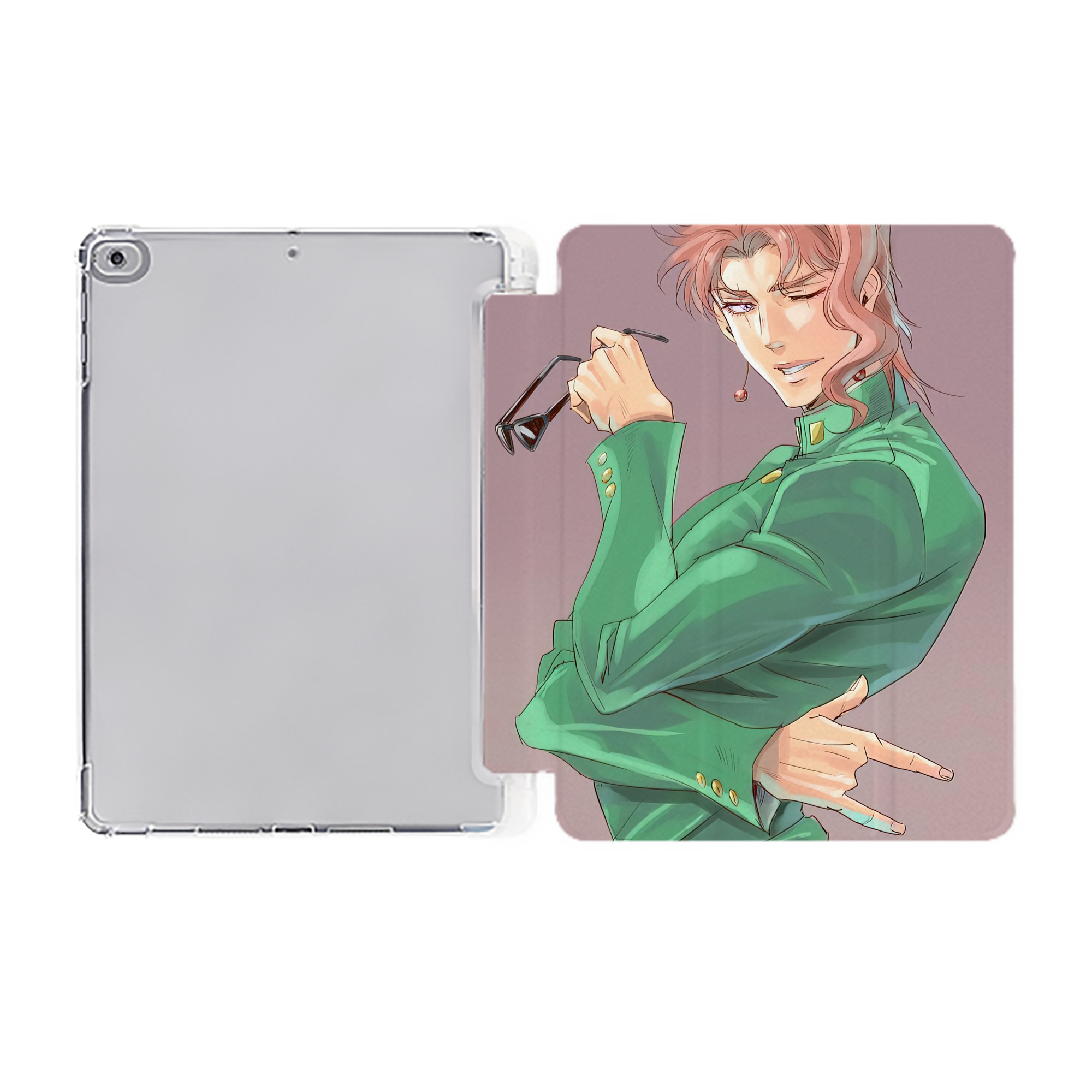 （画像用） ジョジョの奇妙な冒険 JoJo's Bizarre Adventure IPad ケース ペン収納付き 三つ折りスタンド PUレザー×シリコン 対応機種9.5/10.5/10.9インチ